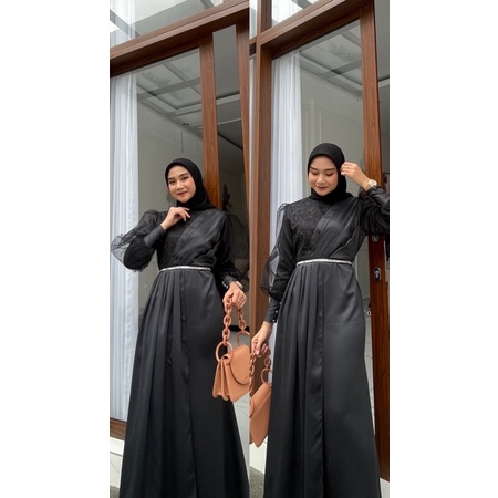 Lydia Dress Tulle Long Dress Kondangan Silk Dress Premium Wanita Salwa Dress