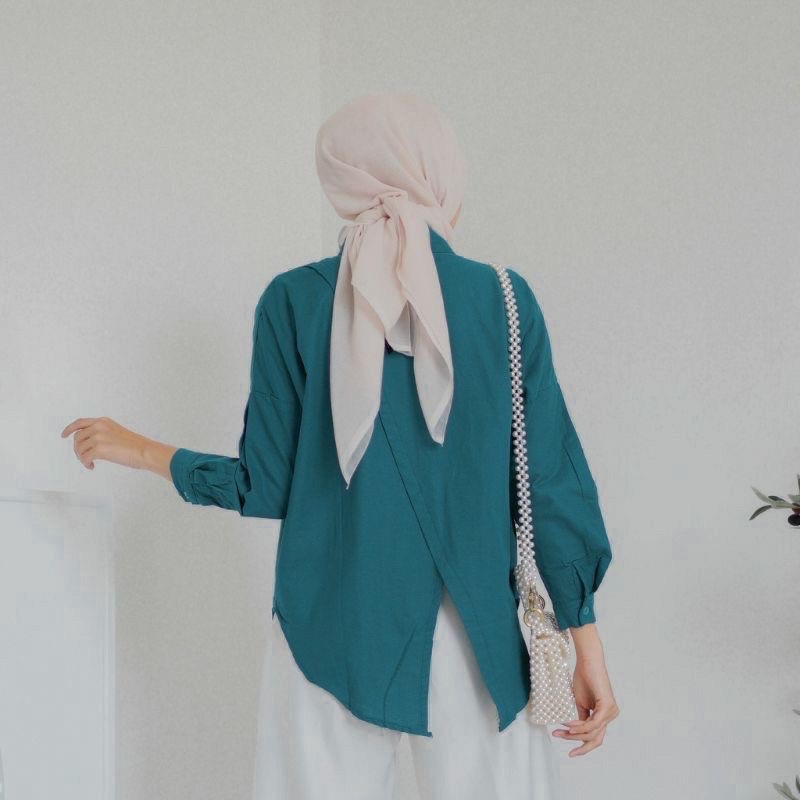 KEMEJA WANITA LINEN OVERSIZE NELKA SHIRT LINEN POLOS