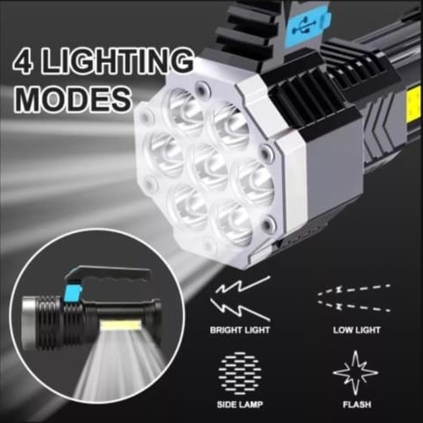 COD SENTER SOROT MULTIFUNGSI WORK LIGHTS MX-828 LED 7 SENTER  TANGAN CHARGER USB PORTABLE MX-828 4 MODE