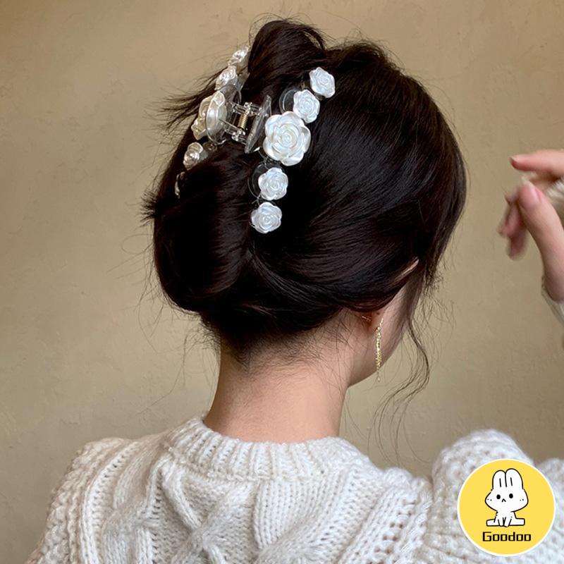 Jepit Rambut Korea Bentuk Bunga Mawar Camellia Warna Transparan Aksesoris Wanita Cepit Rambut -Doo