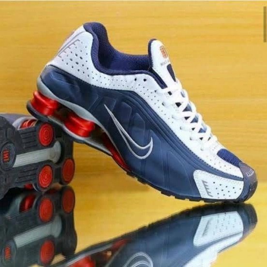 READY Sepatu Nike Shox R4 black silver red - Navy, 40