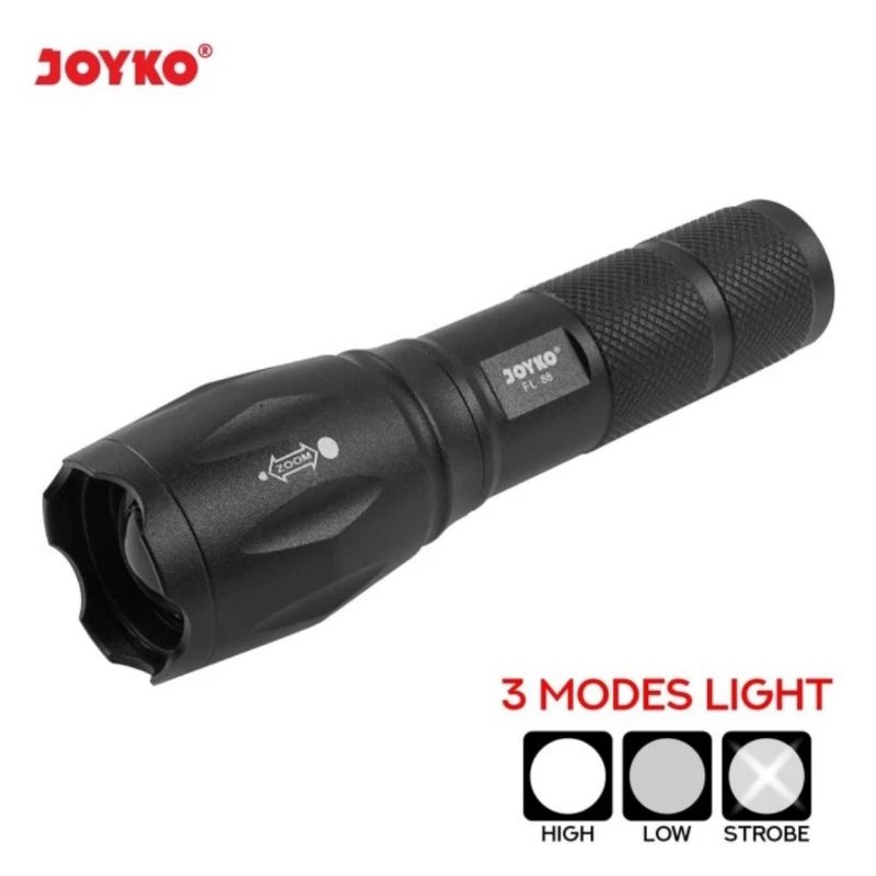 Rechargeable Flashlight FL88 / Senter LED Joyko FL 88 mode Swat Police