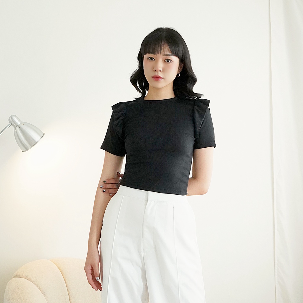 Korean Crop Top Wanita Top Tee Knit Polos 194