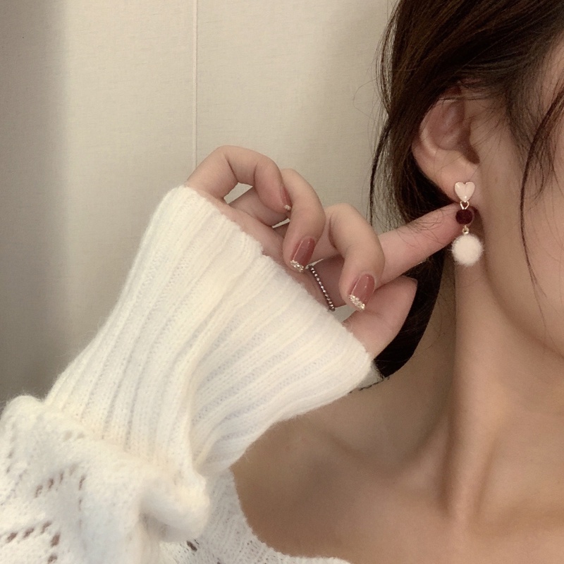 Anting Tusuk Lapis Silver S925 Bentuk Hati Warna Pink Gaya Korea Untuk Wanita