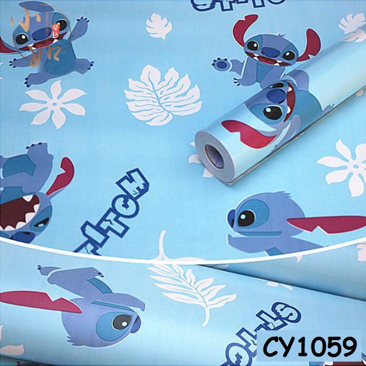 Wallpaper Dinding Motif Karakter Stich lucu 45 x 10M Stiker Dinding Cocok buat Kamar tidur anak Premium!!