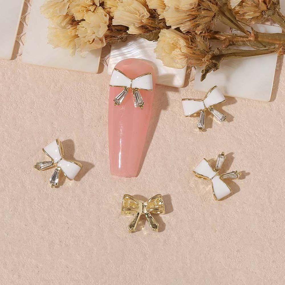 AUGUSTINA Agustina Nail Art Rhinestones Wanita Ikatan Simpul Manikur Aksesoris Fashion 3D Perhiasan Kuku
