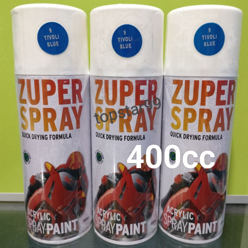 ZUPER Spray Paint Pilox Pilok Zuper Tivoli Blue Biru Glossy 9 400cc Cat Semprot Zuper Acrylic Ukuran Besar 400 cc