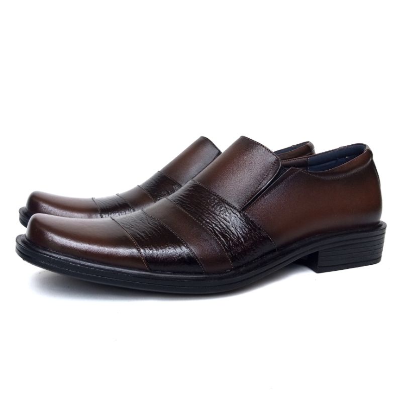 Sepatu Pantofel Formal Pria Bahan Kulit Asli Full 100% Original Coklat Murah