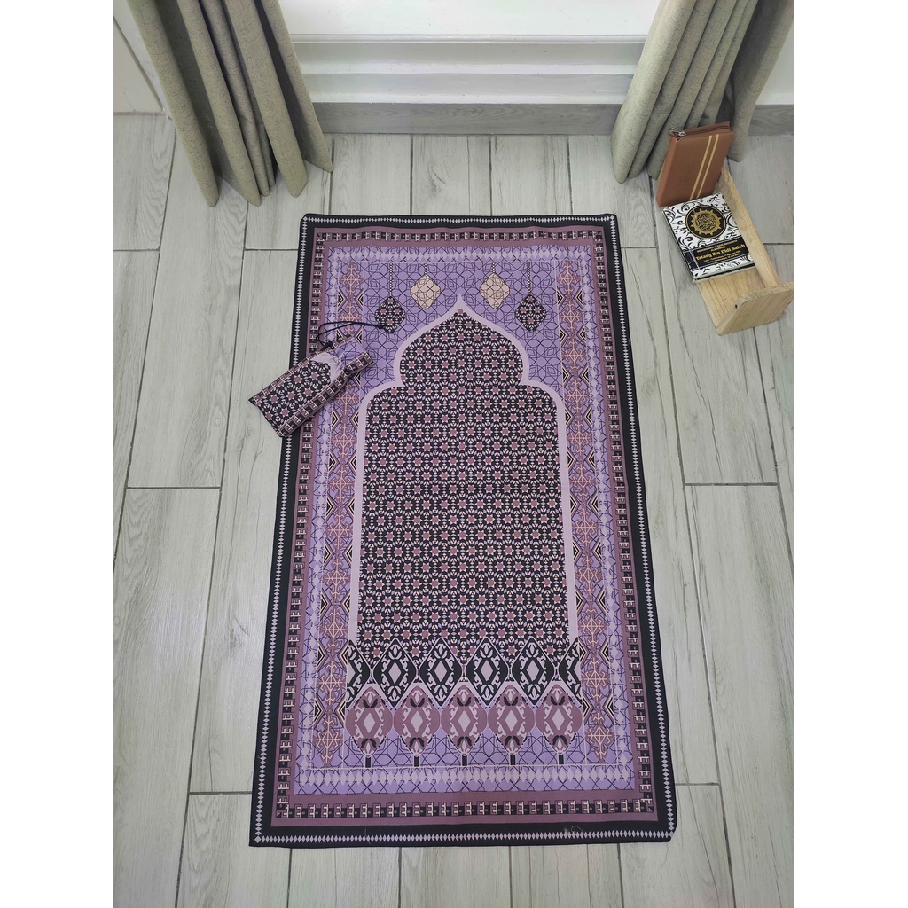 Sajadah Travel Sejadah Traveling pouch souvenir umroh Sajadah JUMBO Sajada Mukena Travel-Sajadah purple hitam