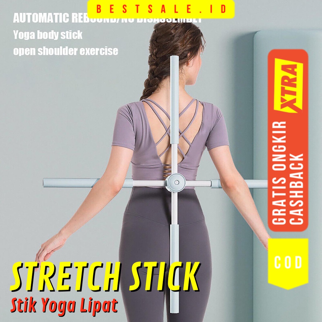 Stik Yoga Lipat - Tongkat Yoga Lipat - Alat Olahraga Punggung Yoga Lipat - Body Stick Strecthing