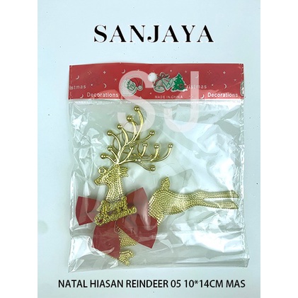 [1 Bks] Hiasan Aksesoris Gantungan Rusa Pohon Natal / Ornamen Natal / Dekorasi Pohon Natal / Natal Hiasan Reindeer 05 10x14Cm Mas