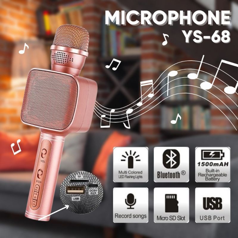 MIC KARAOKE YS68 WIRELESS PORTABLE ORIGINAL