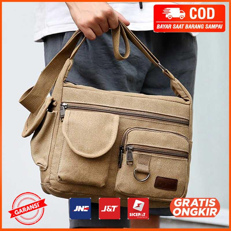 Tas Selempang Messenger Bag Bahan Kanvas 6109