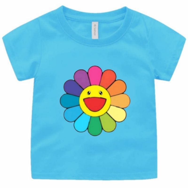 BAJU KAOS ANAK COWOK/CEWEK 1-12TAHUN MOTIF BUNGA WARNA WARNI BAJU KAOS ANAK