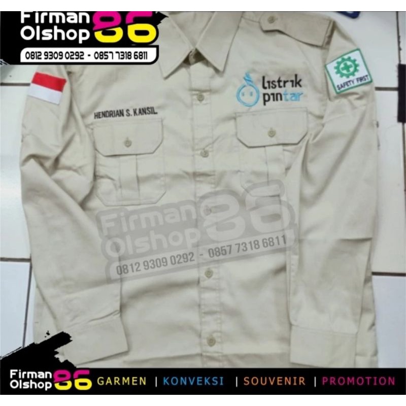 kemeja PLN listrik pintar full bordir kemeja listrik pintar kemeja BUMN baju PLN baju listrik pintar