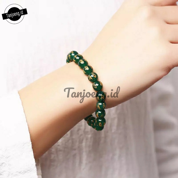 Gelang Batu Tibet Mantra Obsidian Feng Sui Gelang Keberuntungan Varian Warna Doff
