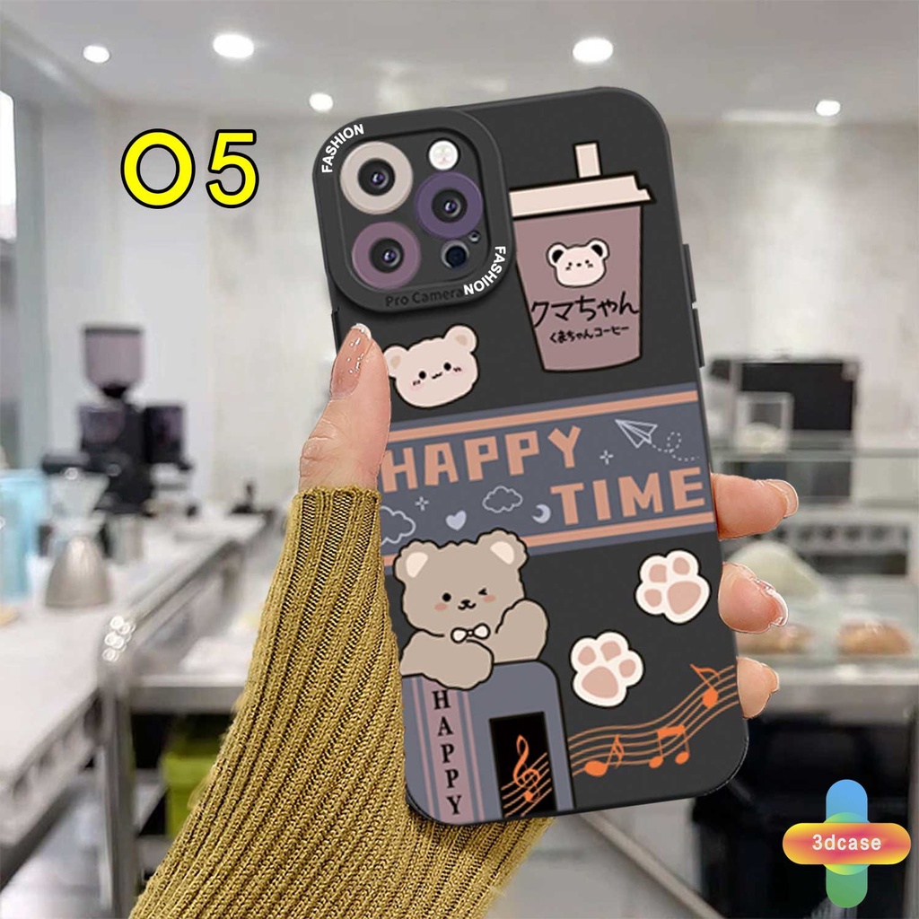 Cartoon Milk Tea Plaid Case Compatible For IPhone 11 12 13 PRO MAX 6 7 6S 8 Plus X XR XS MAX Se 2020 6SPlus 7Plus 6Plus 8Plus XSMAX Bear Diamond Lattice Case Shockproof Soft TPU Back Cover