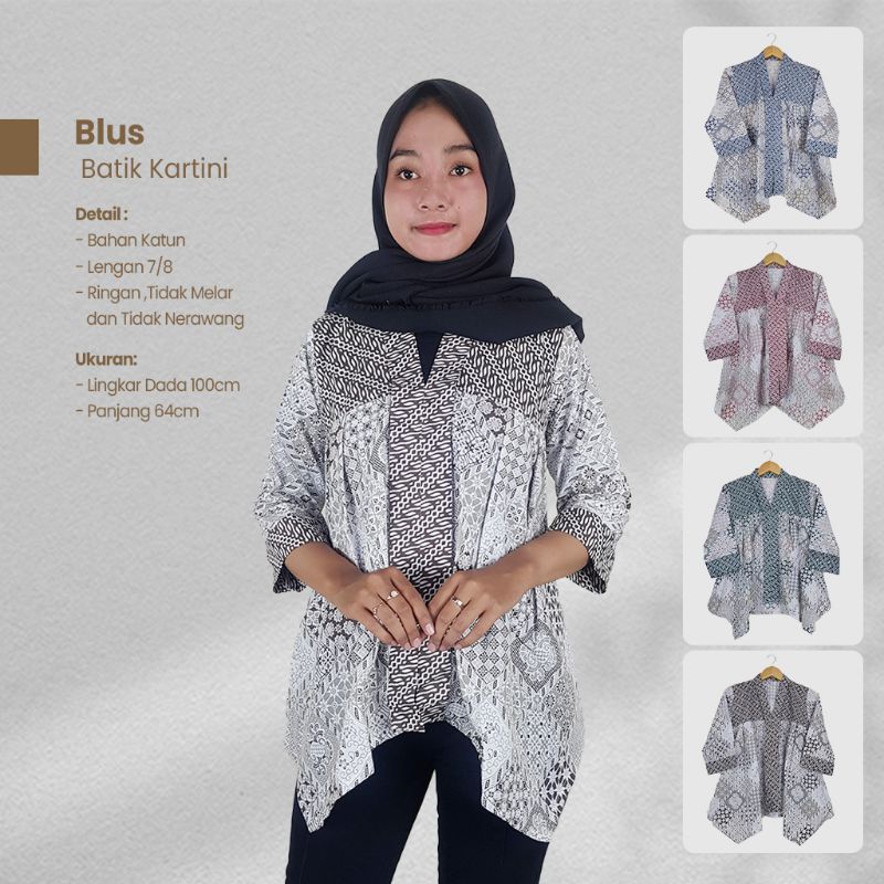 Blus Batik Wanita Model Kartini Warna Soft - Naira Batik