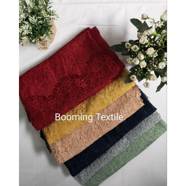 KAIN BRUKAT RENDA PINGGIRAN atau LACE STREAMING GLITTER Murah untuk GAUN KEBAYA