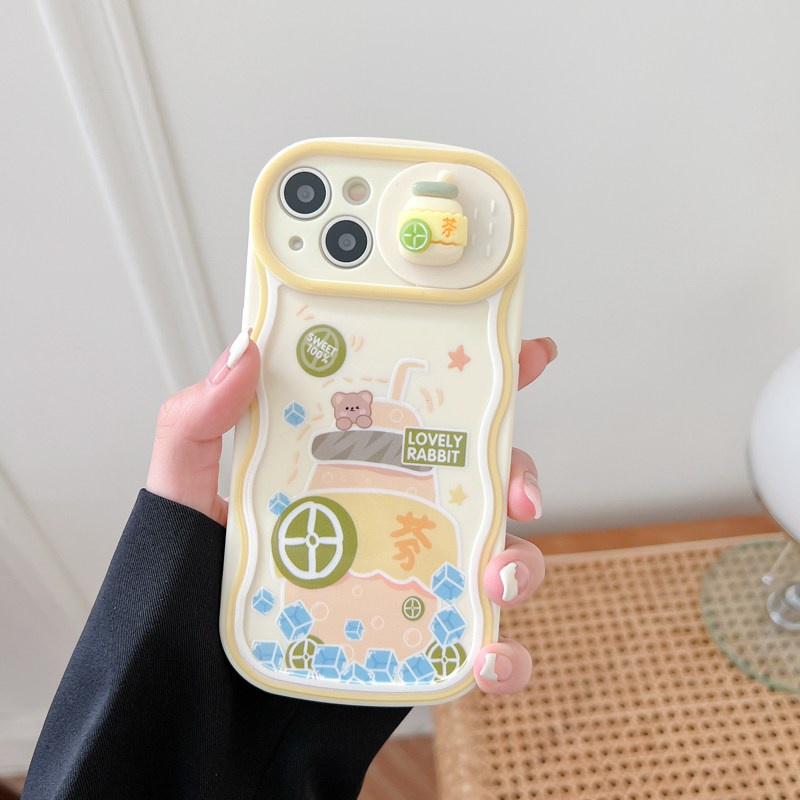 Soft Case yang Dapat Ditekan untuk IPhone 11 12 13 14 Pro Max 14 Plus Casing Penutup Ponsel Lemon Lucu Beruang Gadis Hadiah Gadis cassing hp