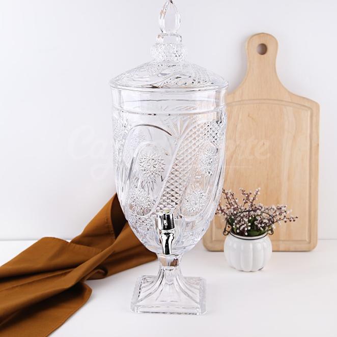 Dispenser / Tempat Air Minum Kaca Capodimonte 5 L (Clear/Gold)