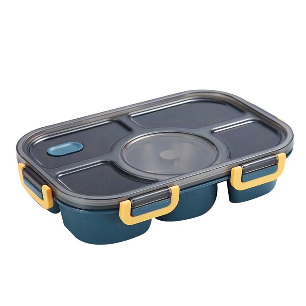 Solighter Divided Plate Lunch Box Portable Microwave Plastik Kapasitas Tinggi Bento Box