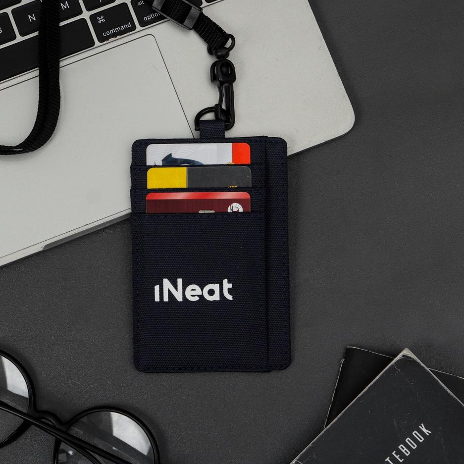 Paling Ekonomis iNeat Card Holder Lanyard ID Card Nametag Wallet Navy