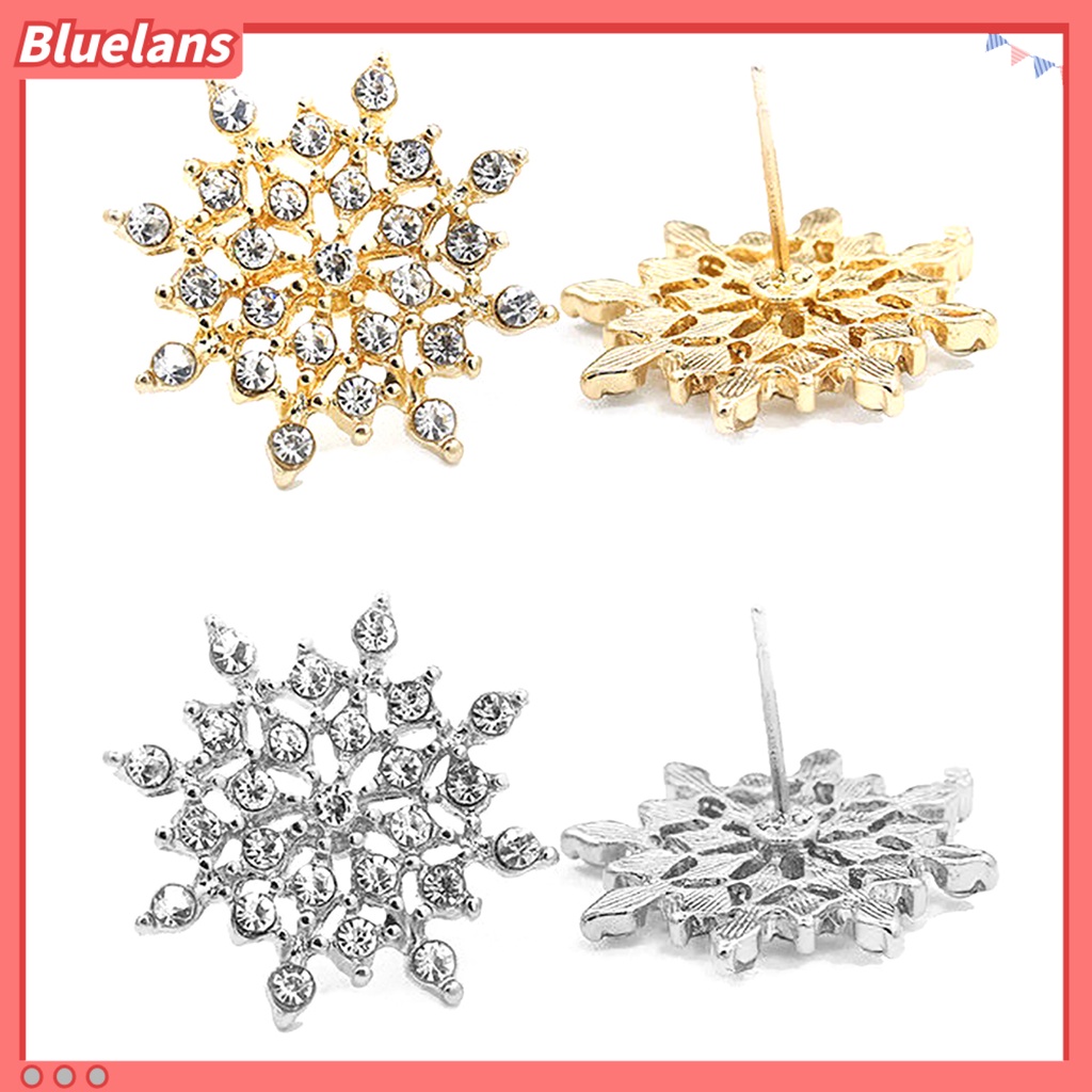 Bluelans 1 Pair Women Fashion Elegant Snowflake Rhinestone Earrings Ear Studs Jewelry Gift