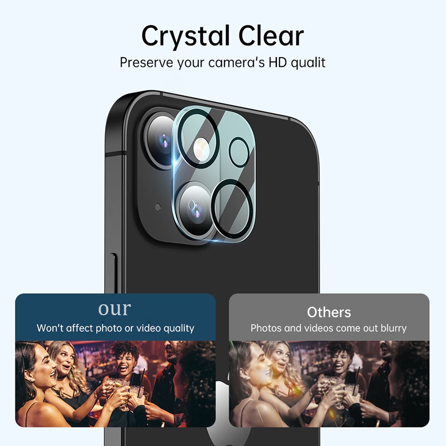 HD Lens Film Mobile Phone Camera Protection Film Full Coverage Tempered Glass Film Mobile Phone Lens Rear Film Compatible with IPhone 14/14 Plus/14 Pro/14 Pro Max