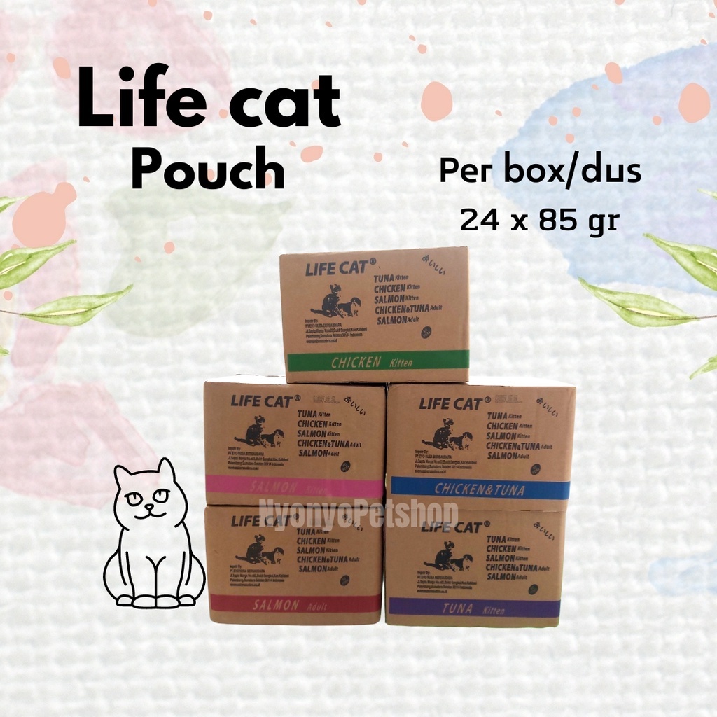 life cat pouch 85 gr makanan kucing basah per box / dos / dus wet cat food