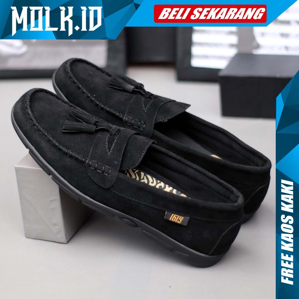 MOLK Sepatu Casual Slip On Pria Kulit SIntetis Simple Original Murah Main Gaya Trendy Kekinian Anti Slip