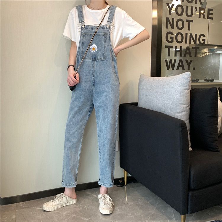 ✅COD Overall Kaki Lebar Longgar Pinggang Tinggi Gaya Korea Wanita---Celana Kodok Jeans Wanita