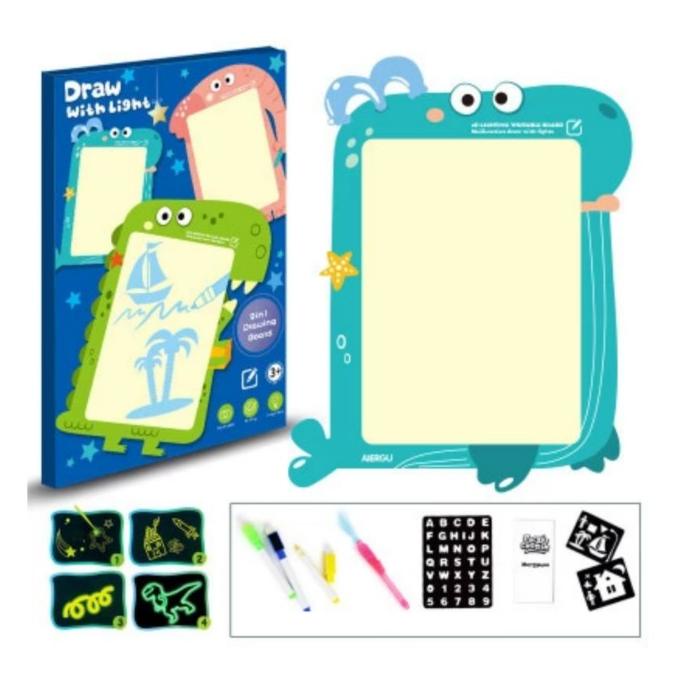

(COD) Draw with light pad Papan Tulis glow in the dark drawing board magic TERLENGKAP Kode 423