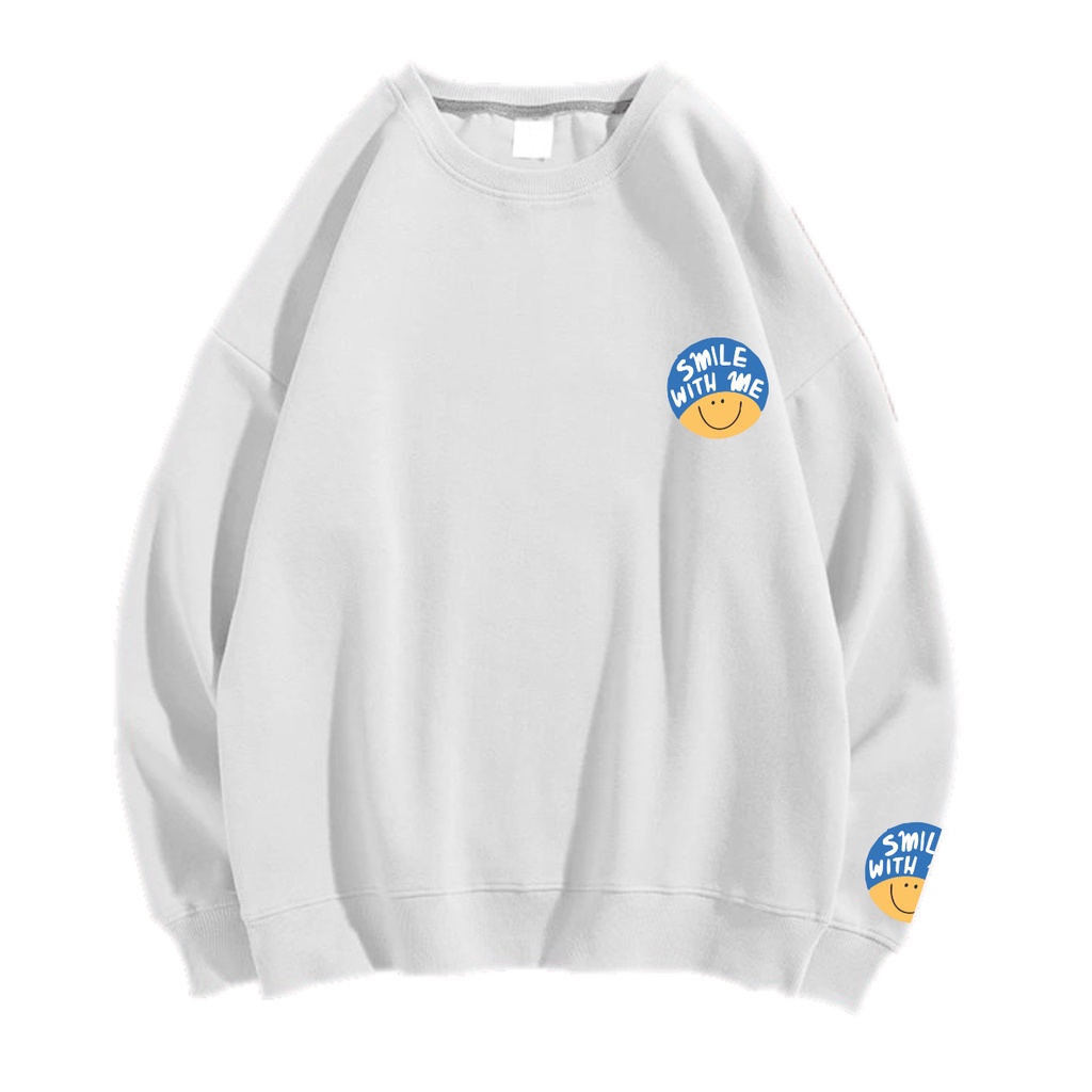 SWEATER SMILE WITH ME CREWNECK PRIA WANITA Size M-XXL