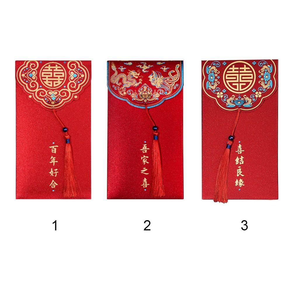 Mxbeauty Amplop Merah Imlek Merah Klasik Spring Festival Wedding 10pc Hongbao Paket Uang