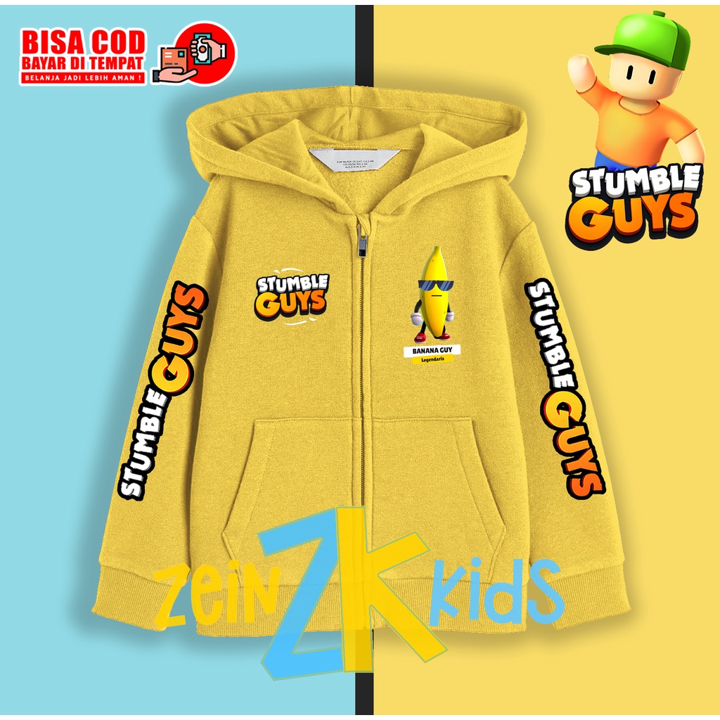 Jaket Zipper Anak Stumble  Skin Banana Guy / Hoodie Jaket Stumble Guys Anak