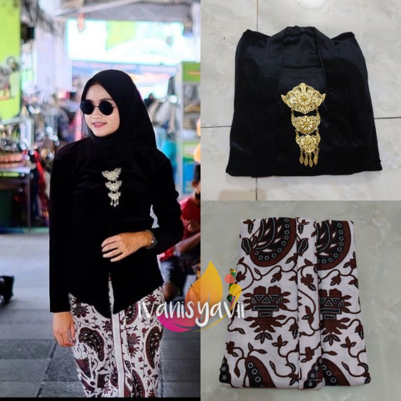 [1 Set] Kebaya Cantik + Jarik Instan / Motif Sido Asih Gede (Warna &amp; motif Lengkap)