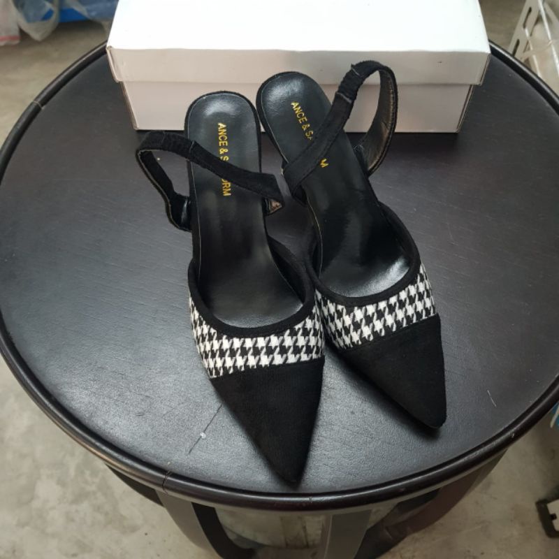 Sepatu Wanita Import Hak Tinggin Motif Kotak [COD] 6721