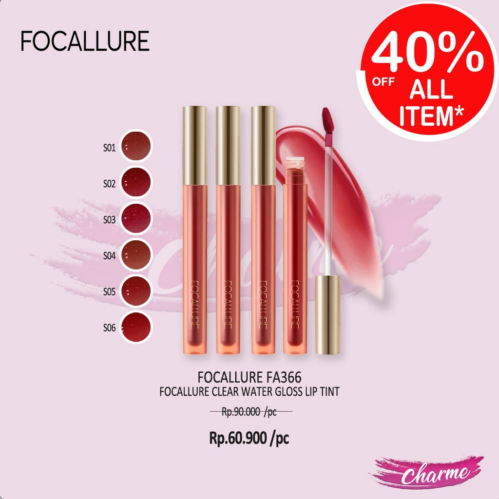 (READY &amp; ORI) Focallure Clear Water Gloss Lip Tint Liptint FA366 FA 366