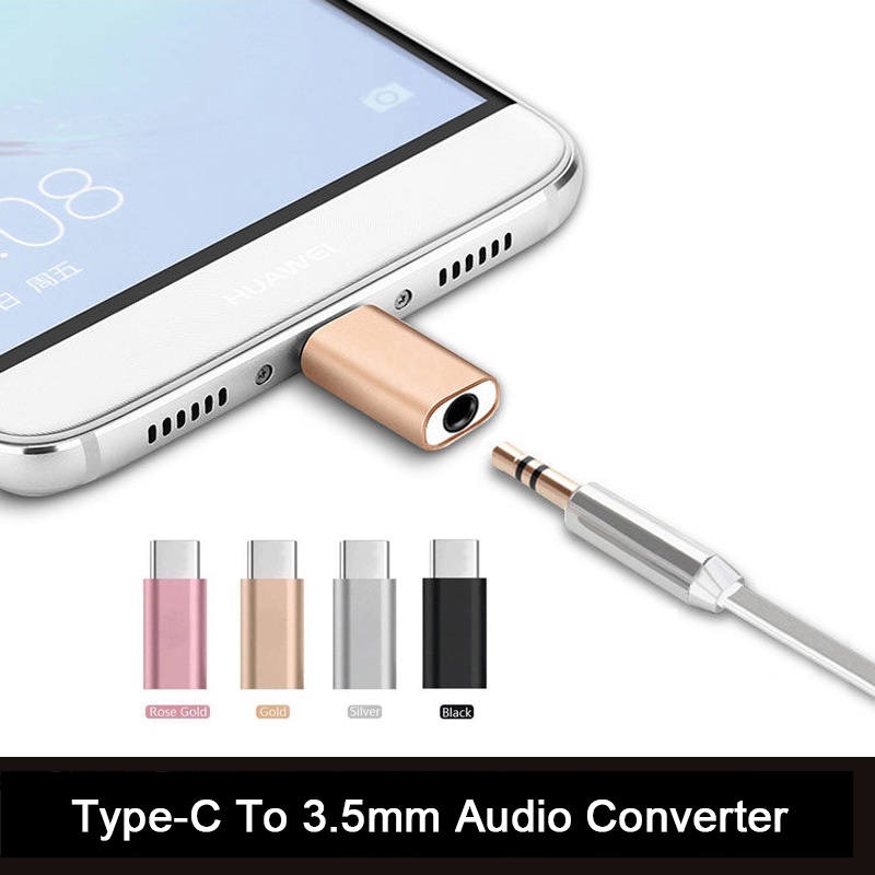 Adapter Konverter USB Tipe-C Ke AUX 3.5mm Bahan Metal Untuk Headphone