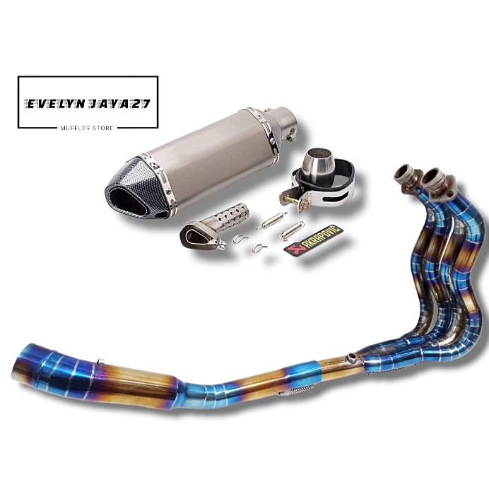 KNALPOT AKRAPOVIC LAYANG IMPORT TAIWAN HEADER CUSTOM 4 SILINDER 2-4-1 BLUEGOLD FULLSYSTEM NINJA 250F