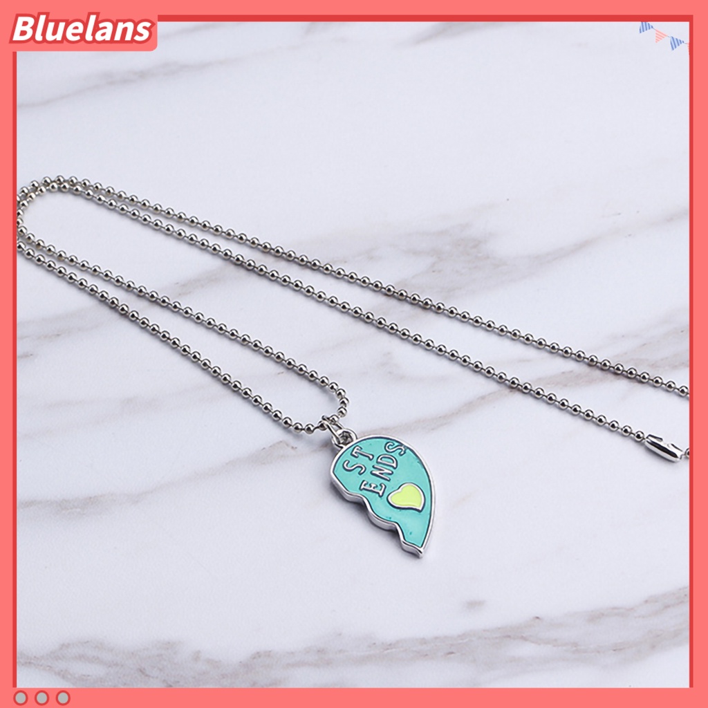 Bluelans 2Pcs Women Necklace Half Heart Splice Best Friends Alloy Friendship Pendant Matching Necklace Jewelry