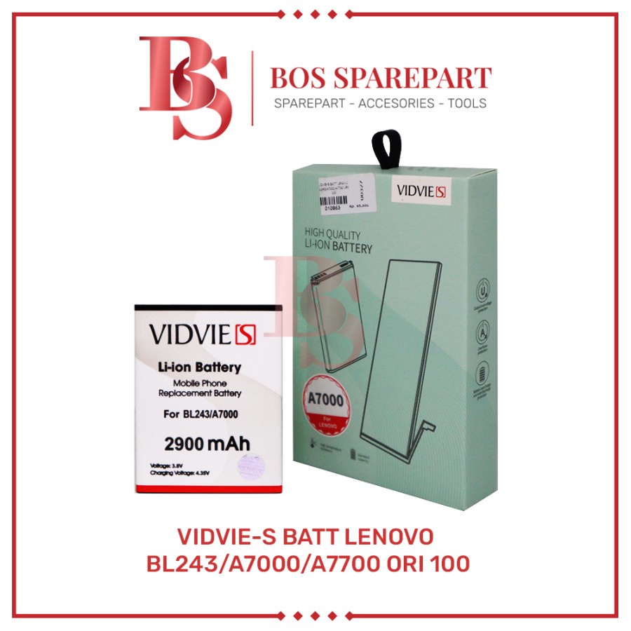 VIDVIE-S BATERAI LENOVO BL243 / A7000 / A7700 ORI 100 / BATTERY / BATRE