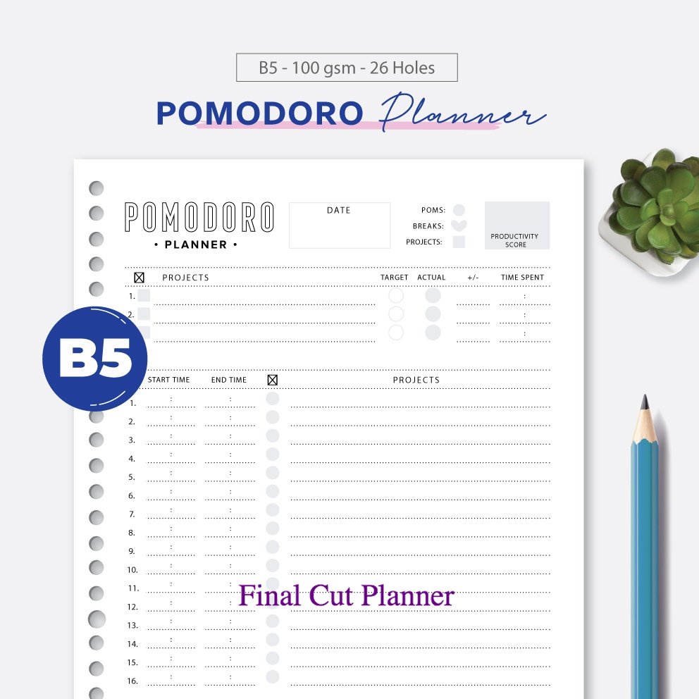 

Bukuqu Loose leaf B5 - L115 Pomodoro Planner .