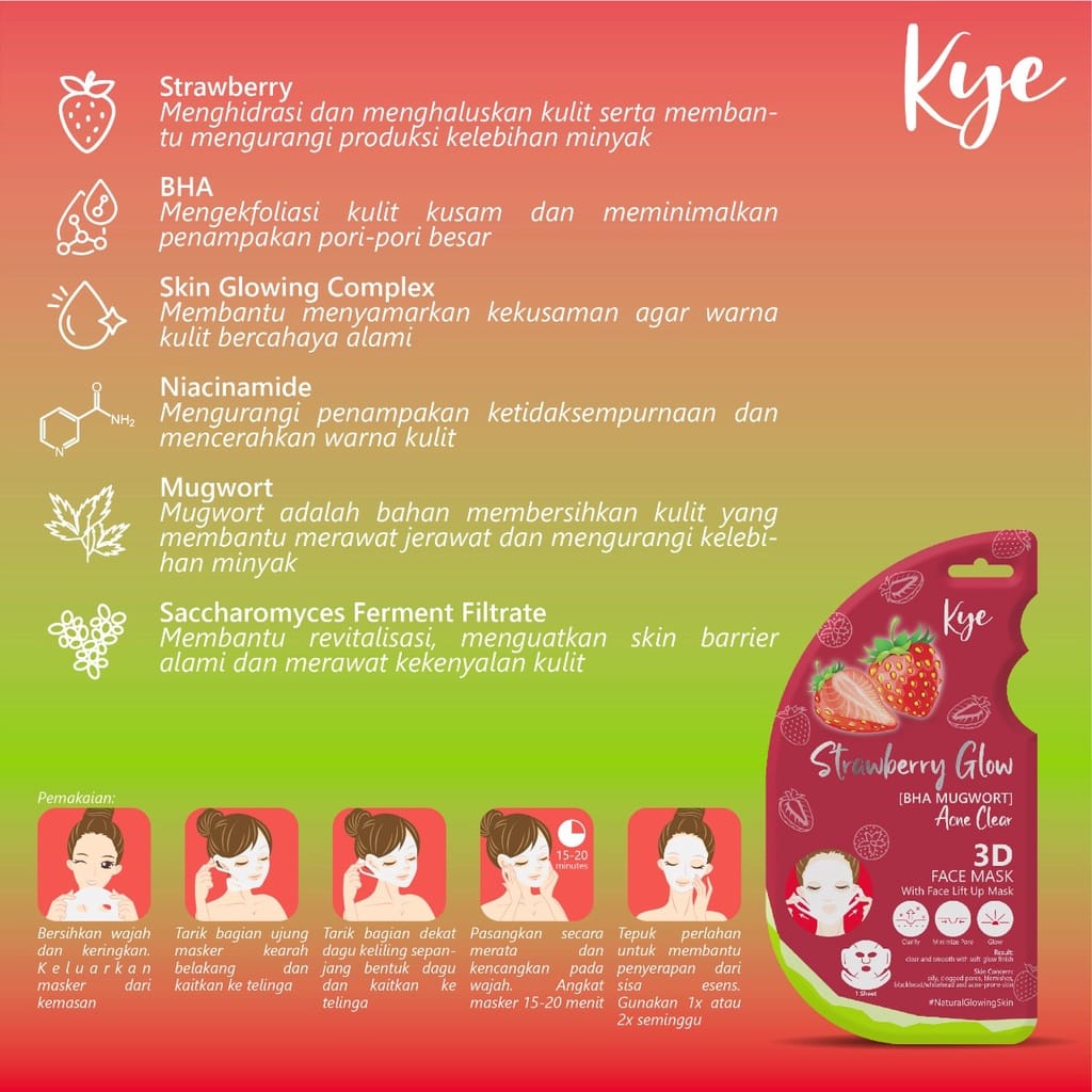 KYE FACE MASK LIFT UP GLOW MASKER WAJAH WANITA SKINCARE SACHET SHEET