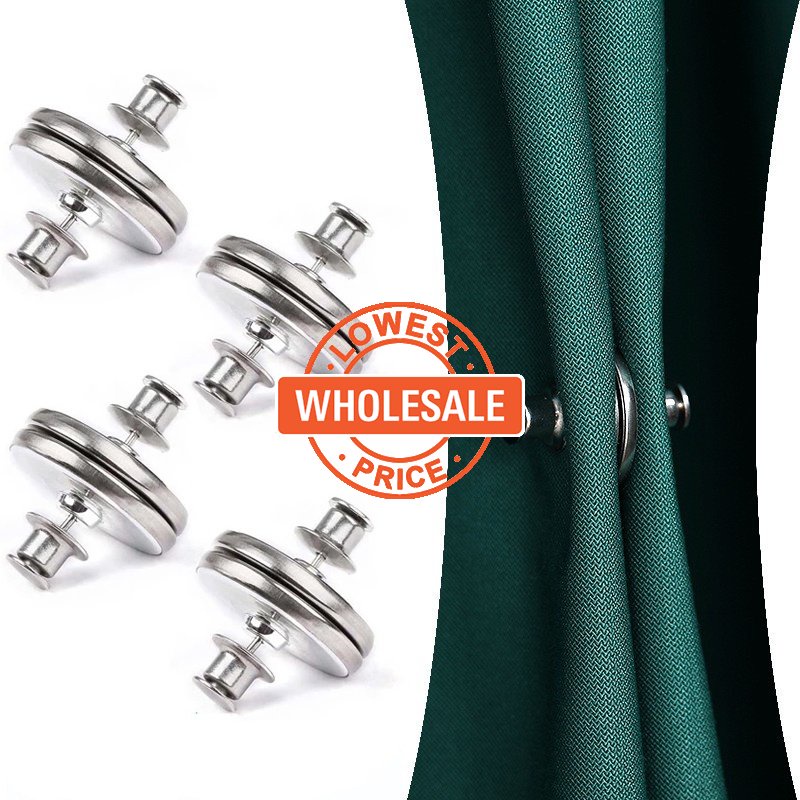 1 Pasang Klip Buckle Magnet Bahan Metal Dapat Dilepas Untuk Tirai
