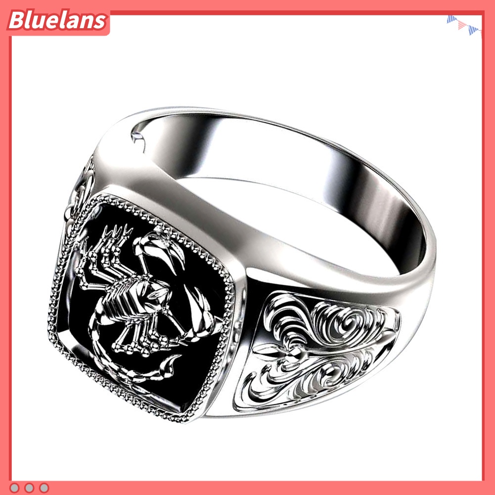Bluelans Men Scorpion Engraved Alloy Wide Finger Ring Birthday Club Party Jewelry Gift