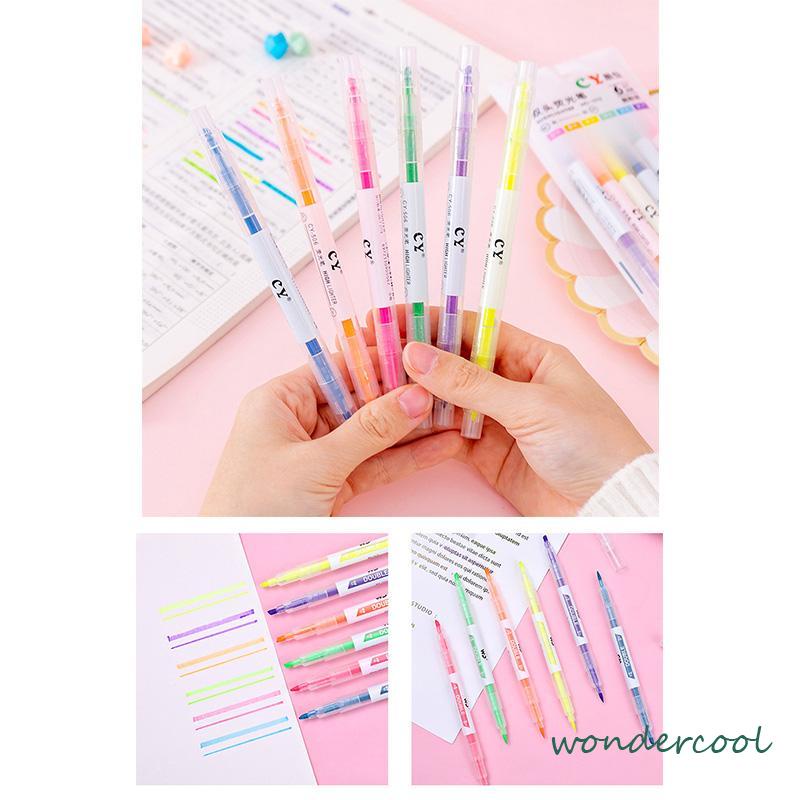 Spidol Berujung Miring Ber warna  Pena Stabilo Kreatif Berujung Ganda  Pena Stabilo Dua Warna Spidol Siswa-Won