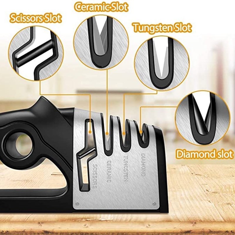 TUTU Alat Pengasah Pisau Gunting Asahan Knife Sharpener 4in1 Pisau Asah, Gunting, Pisau Daging, Pisau Buah