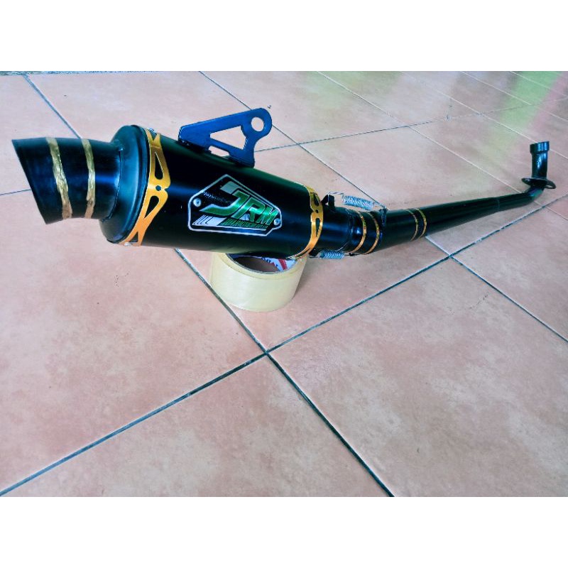 knalpot Racing JRM Hitam suara ngebas ulem Supra x125 Knalpot Motor Racing Knalpot Supra Kenalpot Ju